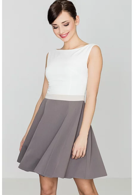 Коктейлна рокля  K083 - разкроена - без презрамки - изрезка на талията - полиестер-вискоза