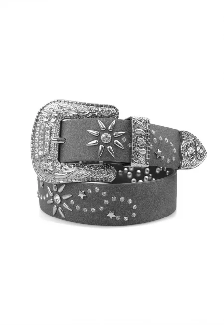 Колан от еко кожа с декоративни камъни