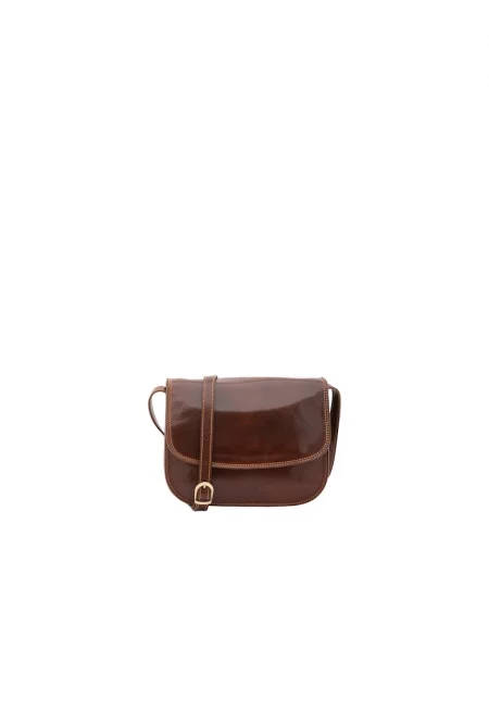 Кожена чанта през рамо - Кафяв