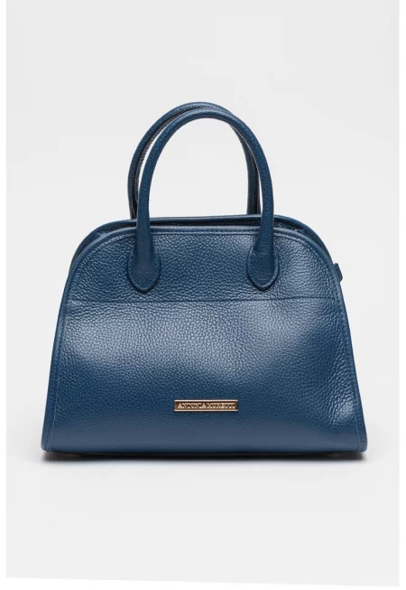 Кожена чанта през рамо - Тъмносин