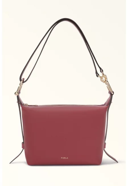 Кожена чанта за рамо - Бледочервен