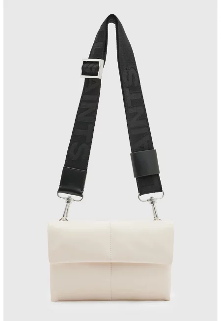 Кожена капитонирана чанта Ezra - Черен/Мръснобял