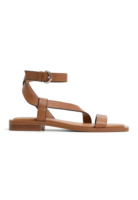 Кожени сандали Gurugar с ниска подметка - Кафяв