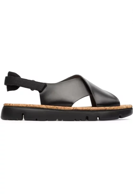 Кожени сандали Oruga с ниска подметка и велкро