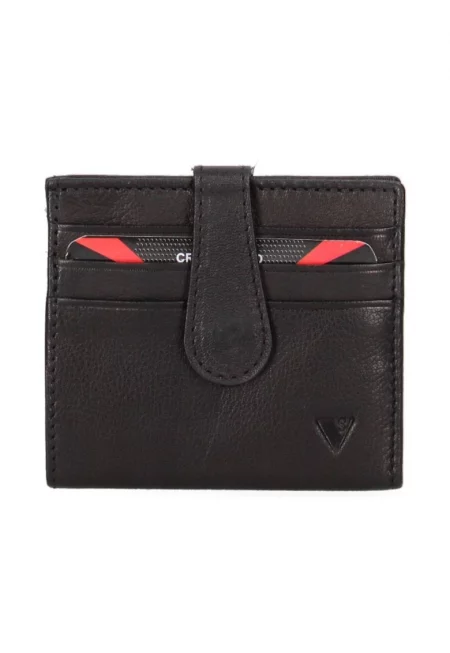 Кожено портмоне с двойно прегъване - Черен