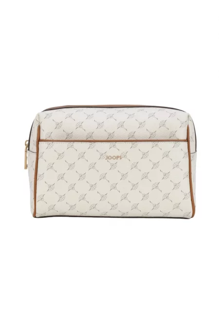 Козметична чанта с лого и цип - Мръснобял