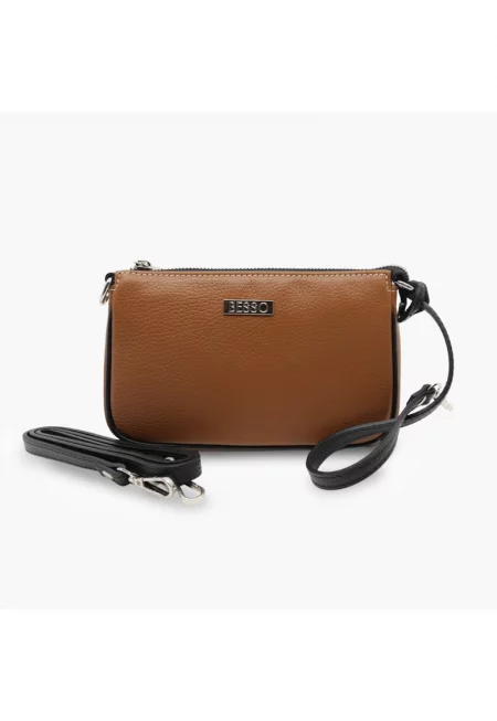 Linea Leggera Leather Handbag - Кафяв - 21.5X13x3