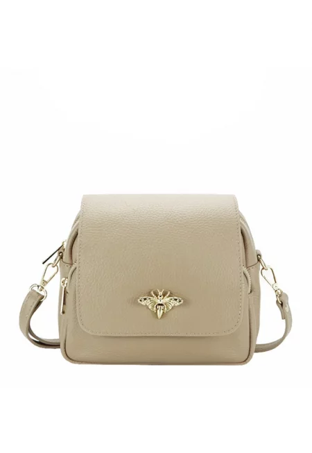 Малка чанта от естествена кожа 1502 122 Бежова 14545 - Бежов