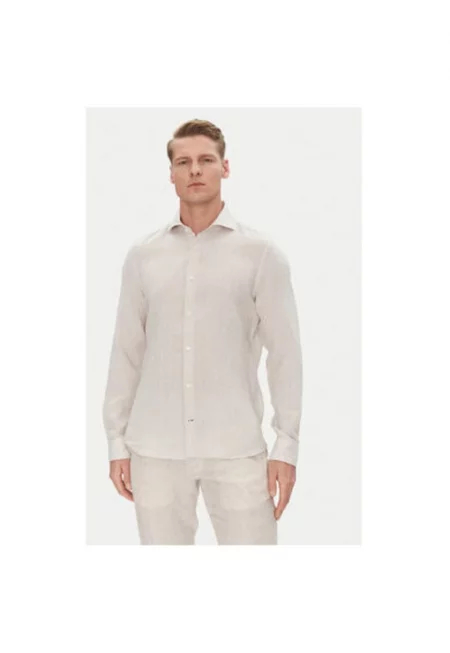 Мъжка риза  10011212 30046075 - лен - екрю - Екрю