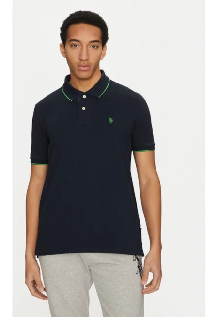 Мъжка тениска - US Polo Assn. - 305230348 - Органичен памук - Син - Син