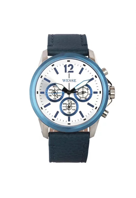 Мъжки часовник  модел WWG400503L - сребрист - синя каишка - водоустойчивост 5 ATM - кварцов механизъм