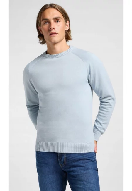 Мъжки пуловер -  CLEAN RAGLAN SWEATER - втален - син - памук