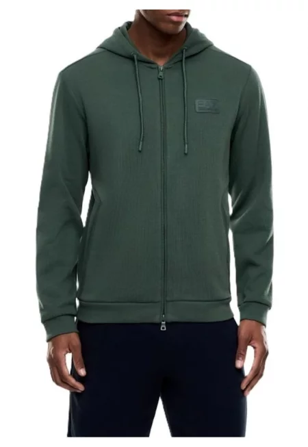 Мъжки суичър с цип TRAIN LUX M HOODIE FZ CO PL -  Памук - Зелен - Зелен