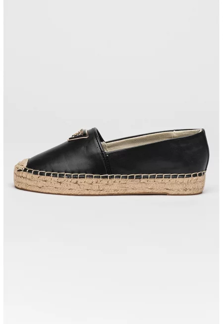 Мокасини от еко кожа с лого - Черен