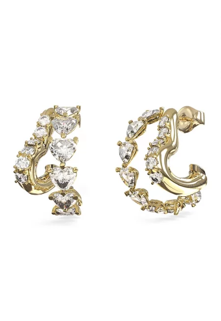 Обеци с кристали и циркони - Златист