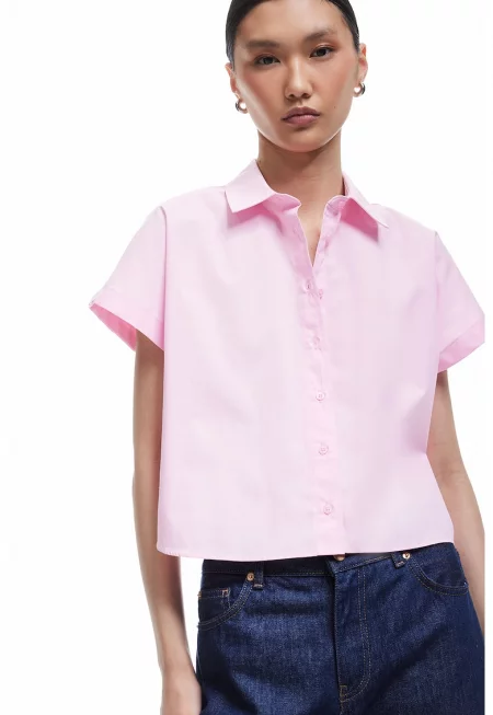 Памучна риза с къси ръкави