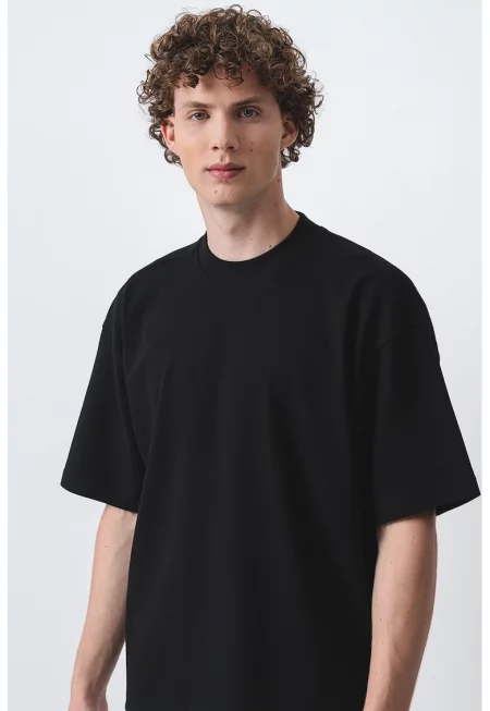 Памучна тениска - Черен