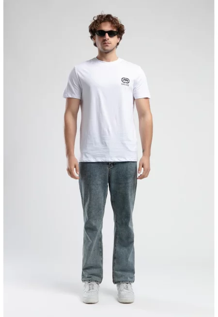 Памучна тениска с лого - Черен/Бял