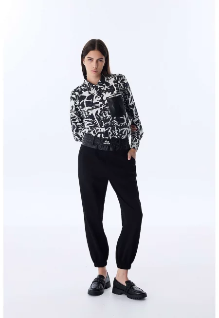 Панталон с еластична талия - Черен