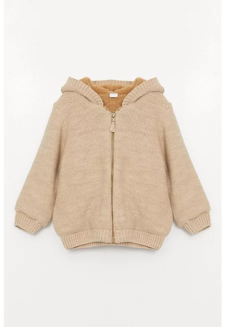 Плетено яке с качулка и подплата от еко пух