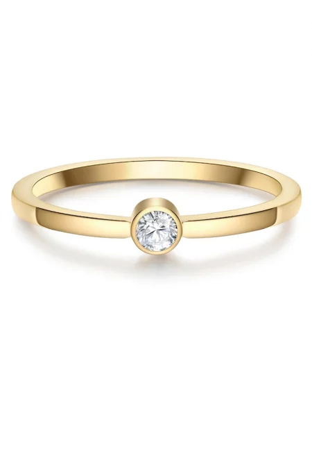 Пръстен с 14K злато и циркони - Златист