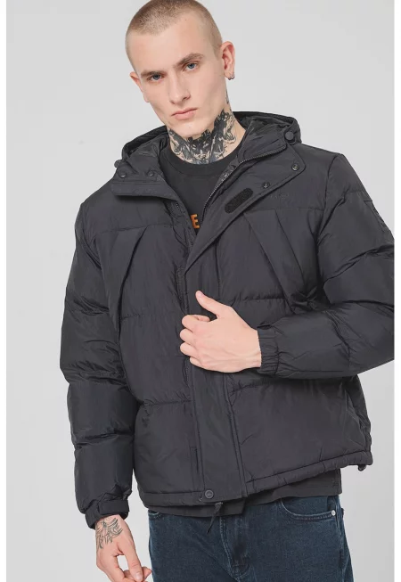Пухено водоустойчиво зимно яке - Черен