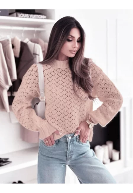 Пуловер пудрено розов плетен с модел SH-G1389-WK M8 18198