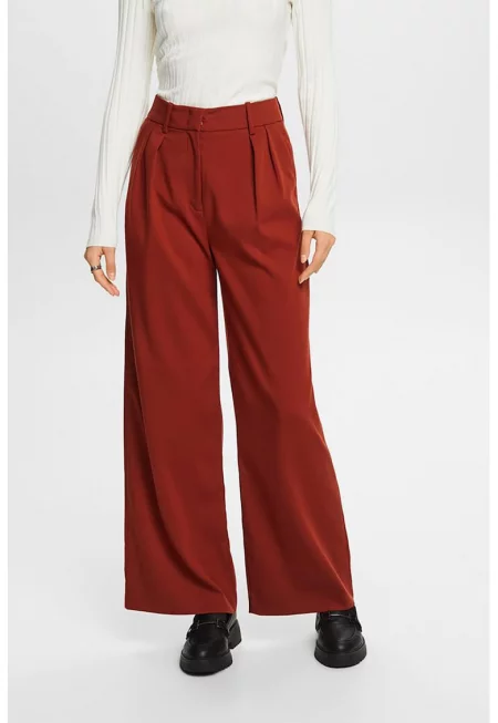 Разкроен панталон с висока талия - Бордо