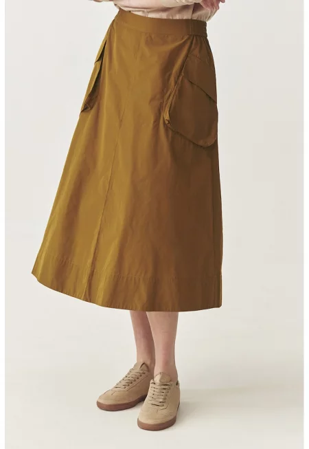 Разкроена пола с джобове - Светлокафяв