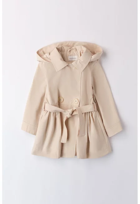 Разкроено палто с качулка - Бежов