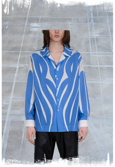 Риза с дълъг ръкав с емблематичен принт Isnurh - Син