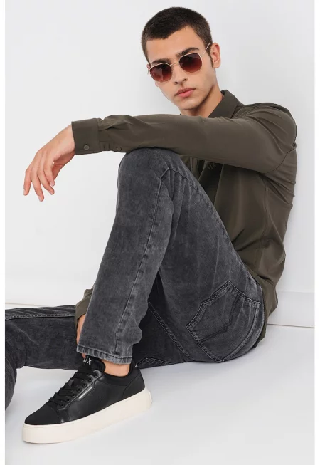 Риза с дълги ръкави - Тъмно каки