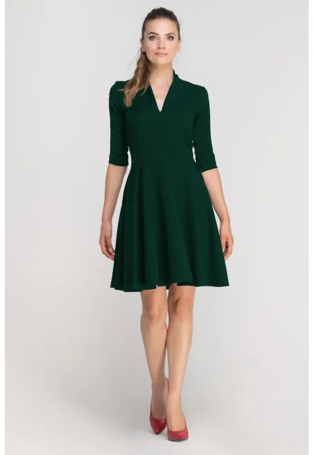 Рокля с 3/4 ръкави и А-образна кройка