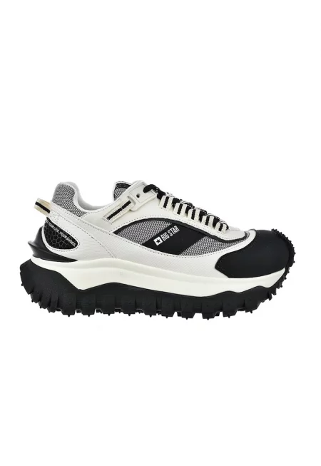 Скосени спортни обувки с контрасти - Слонова кост/Черен