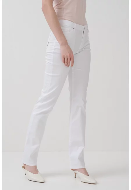 Слим дънки със средна талия - Бял