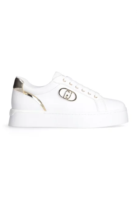 Спортни обувки от еко кожа и кожа - Бял/Златист