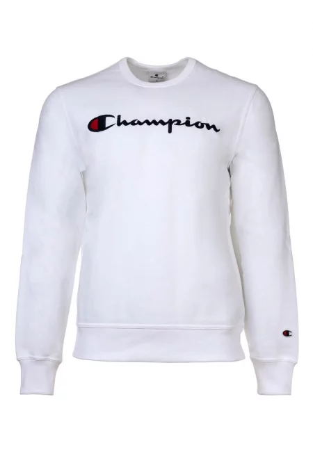 Суитшърт с памук с овално деколте - Бял