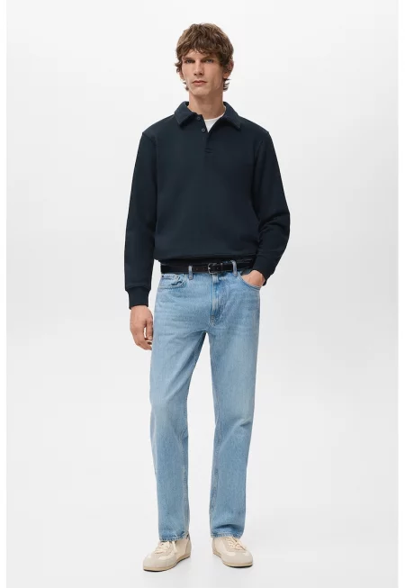 Суитшърт с яка - Тъмносин