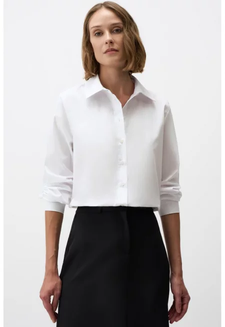 Свободна риза с копчета - Бял