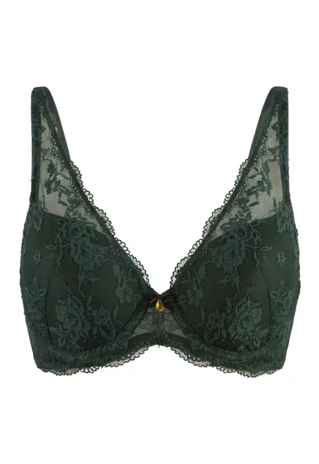 Триъгълен сутиен с дантела - Зелен
