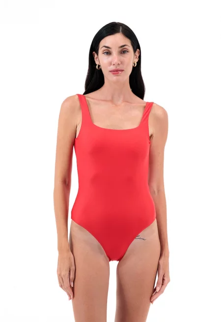 Цял бански с изчистен дизайн - Корал