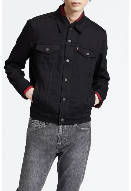 Яке от деним The Trucker с джобове - Черен