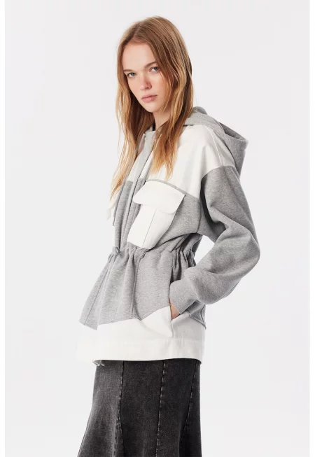 Яке с контрасти - Мръснобял/Светлосив меланж