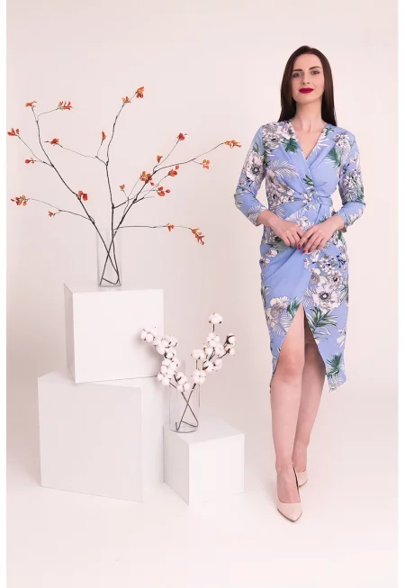 Застъпена рокля Celeste - Пастелносин