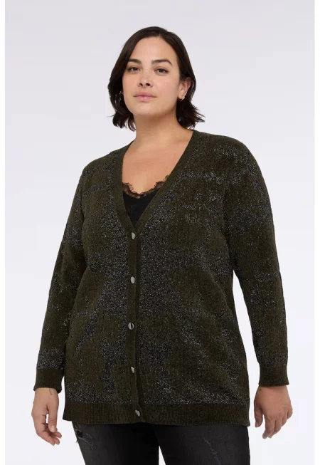 Жилетка с бляскави нишки - Антрацитно сиво -