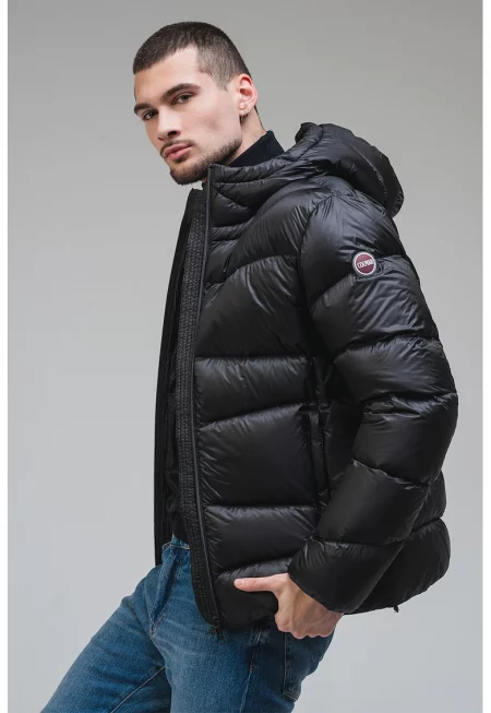 Зимно яке с качулка и пухена вата - Черен