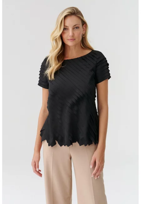 Блуза Nako с дизайн на пластове - Черен