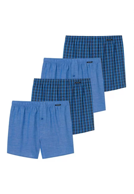 Боксерки с принт - 4 чифта - Син