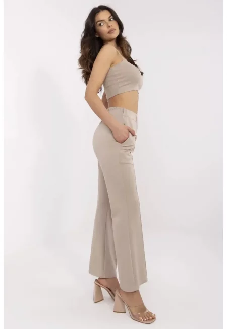 Bootcut Pants With Decorative Buttons