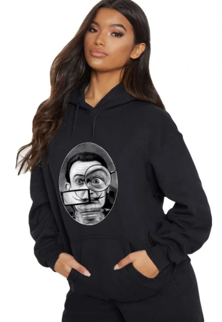 Черна дамска качулка - Dali - The Watcher